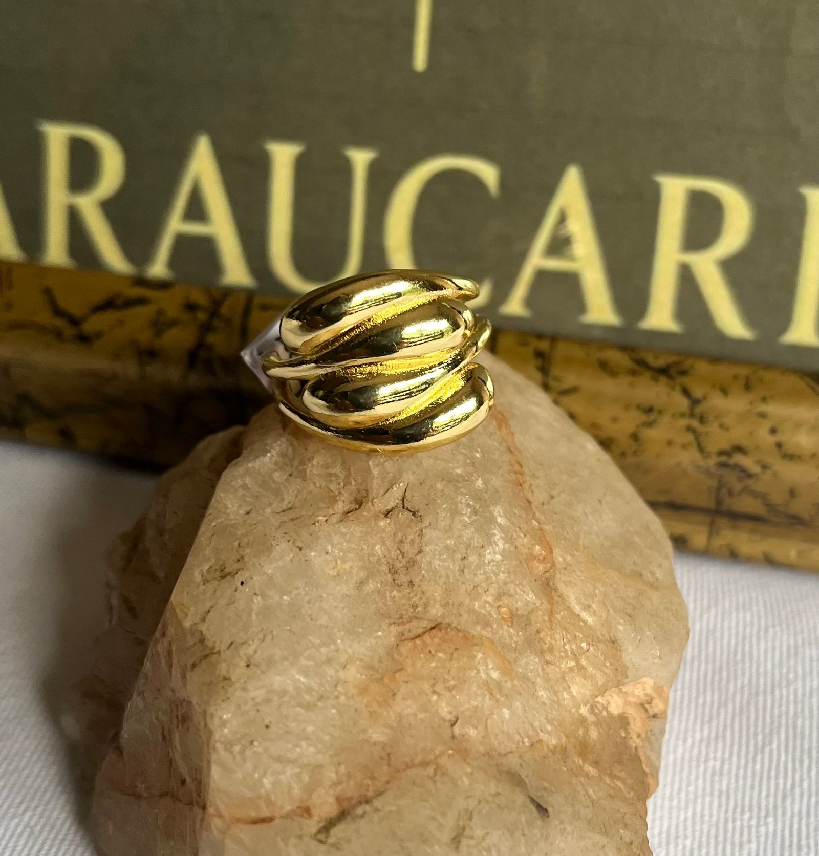 Anillo Julia chunky en acero dorado